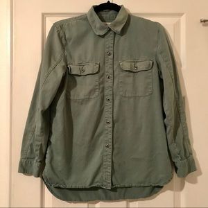 Madewell military green long sleeve button down